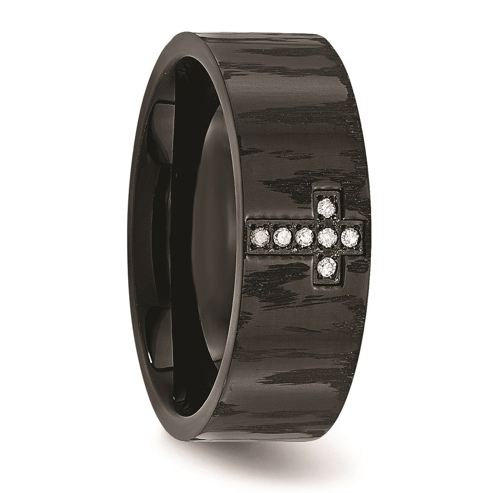 Unisex Fashion Jewelry, Chisel Brand Stainless Steel Polished and Matte Diamond Cross Ring