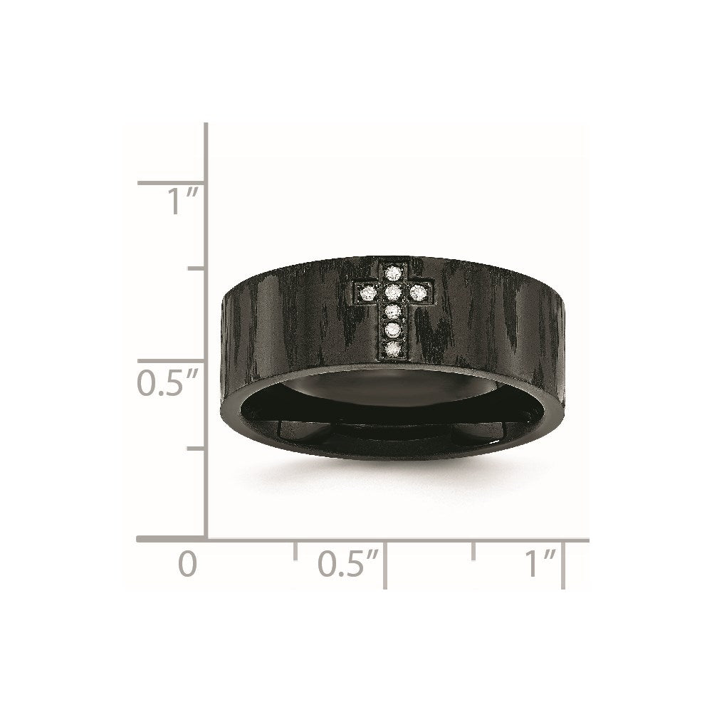 Unisex Fashion Jewelry, Chisel Brand Stainless Steel Polished and Matte Diamond Cross Ring