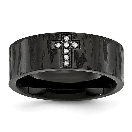 Unisex Fashion Jewelry, Chisel Brand Stainless Steel Polished and Matte Diamond Cross Ring