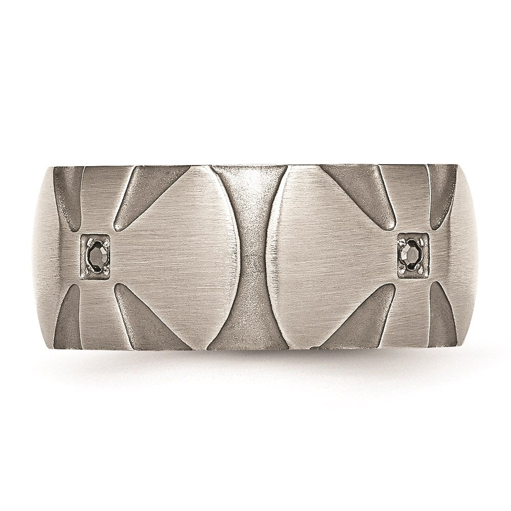 Unisex Fashion Jewelry, Chisel Brand Stainless Steel Matte/Antiqued Diamond Ring Band