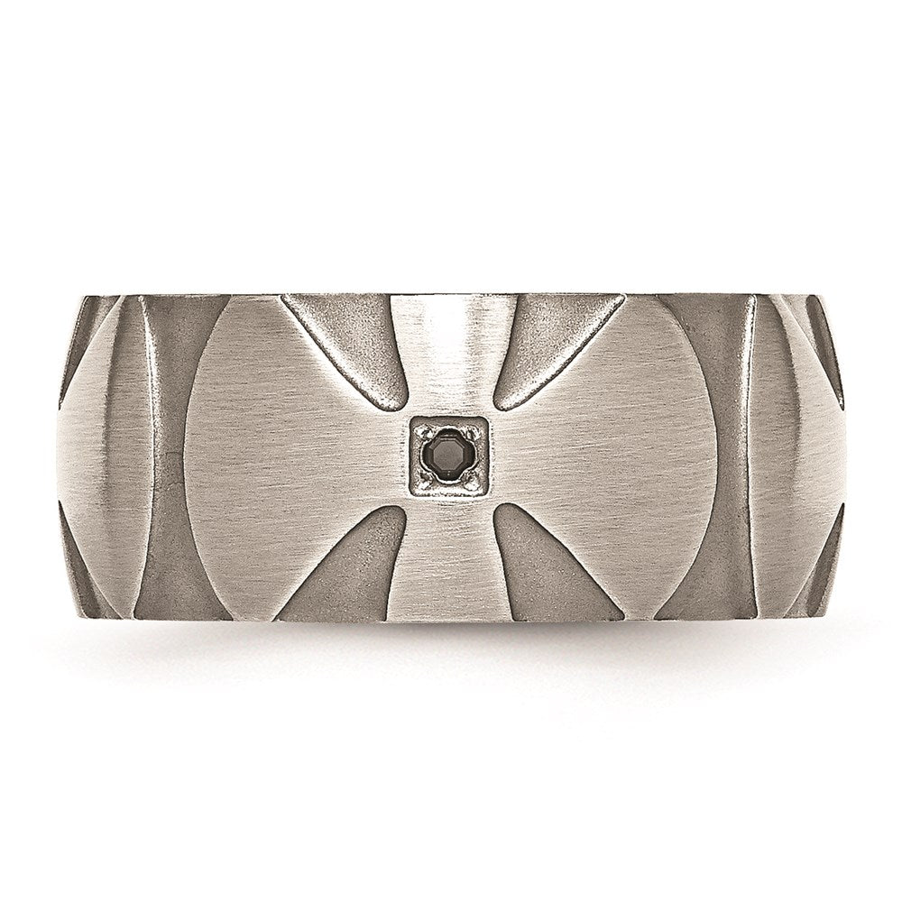 Unisex Fashion Jewelry, Chisel Brand Stainless Steel Matte/Antiqued Diamond Ring Band