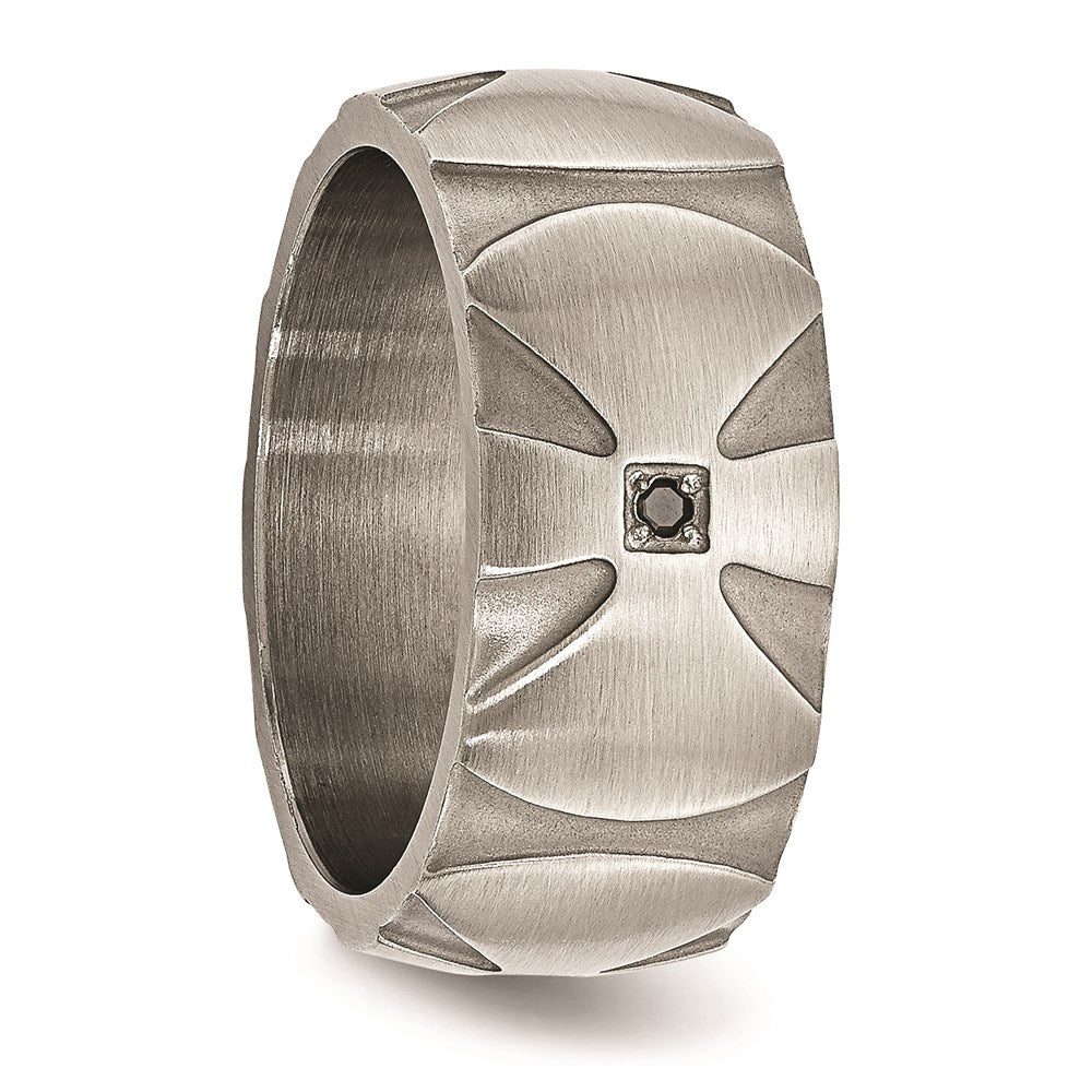 Unisex Fashion Jewelry, Chisel Brand Stainless Steel Matte/Antiqued Diamond Ring Band