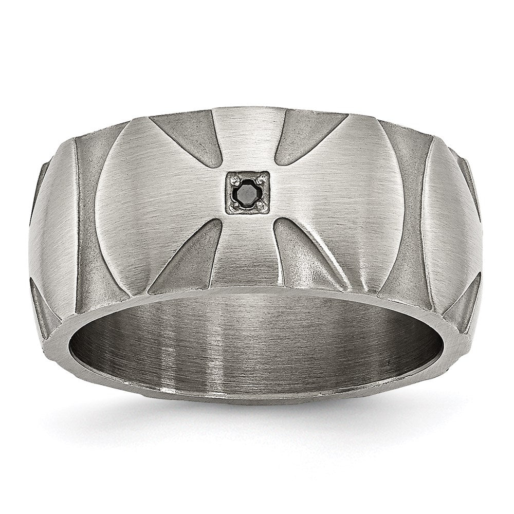 Unisex Fashion Jewelry, Chisel Brand Stainless Steel Matte/Antiqued Diamond Ring Band