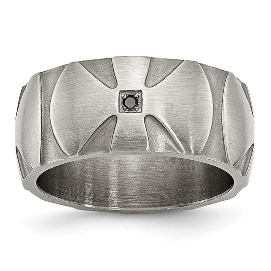 Unisex Fashion Jewelry, Chisel Brand Stainless Steel Matte/Antiqued Diamond Ring Band