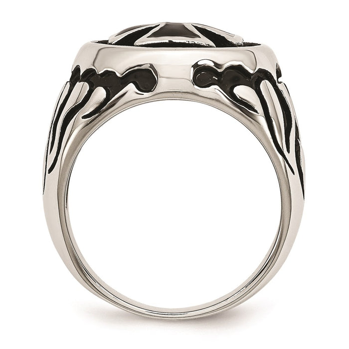 Men's Fashion Jewelry, Chisel Brand Stainless Steel Polished/Antiqued and Black IP-plated Ring