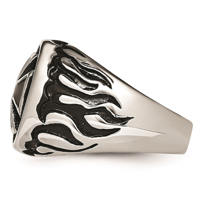 Men's Fashion Jewelry, Chisel Brand Stainless Steel Polished/Antiqued and Black IP-plated Ring