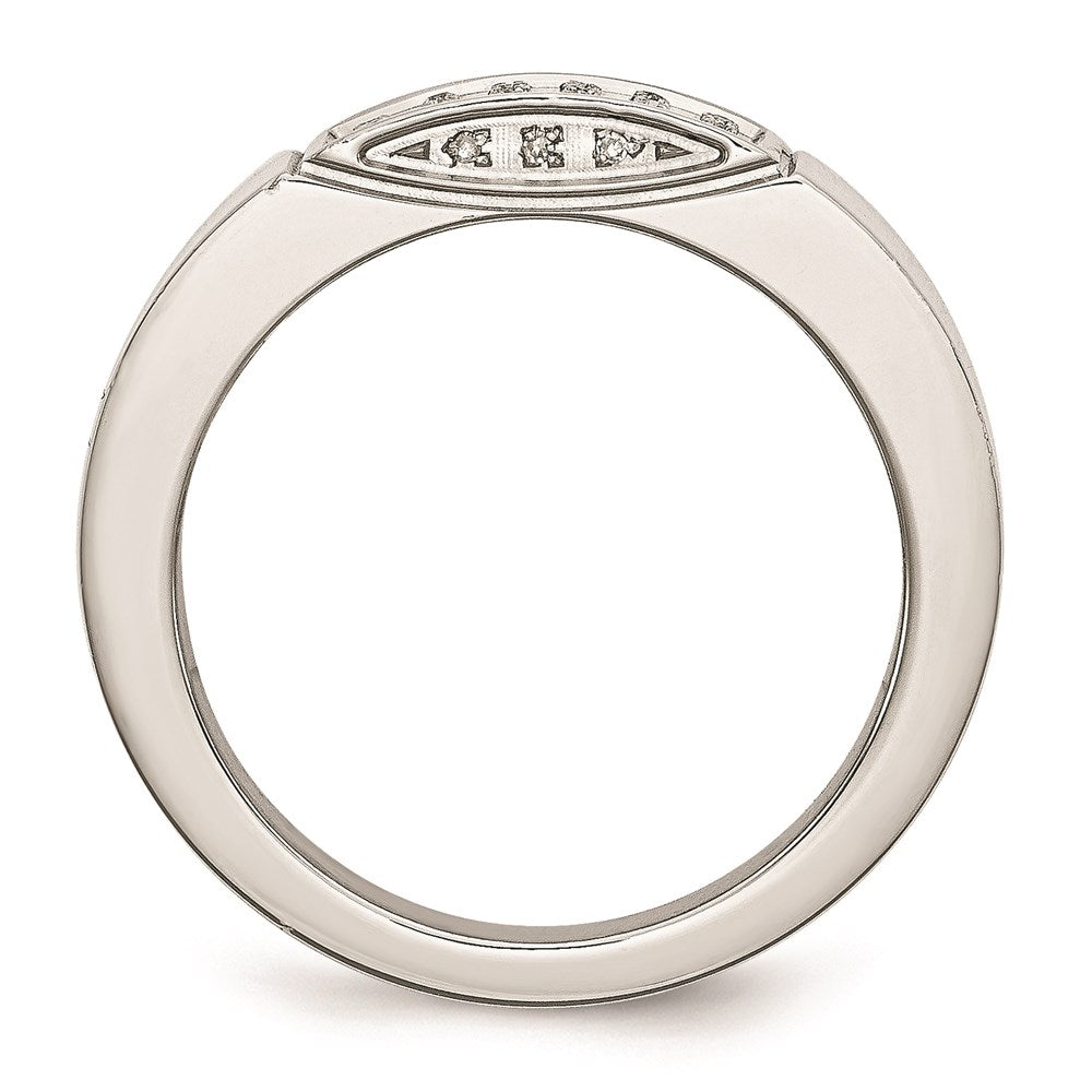 Unisex Fashion Jewelry, Chisel Brand Stainless Steel Polished Diamond Ring