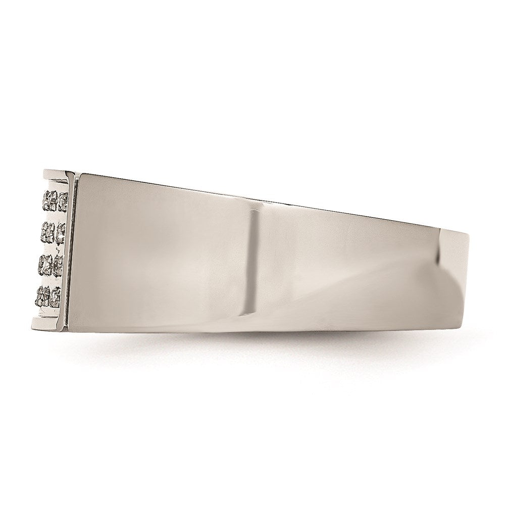 Unisex Fashion Jewelry, Chisel Brand Stainless Steel Polished Diamond Ring