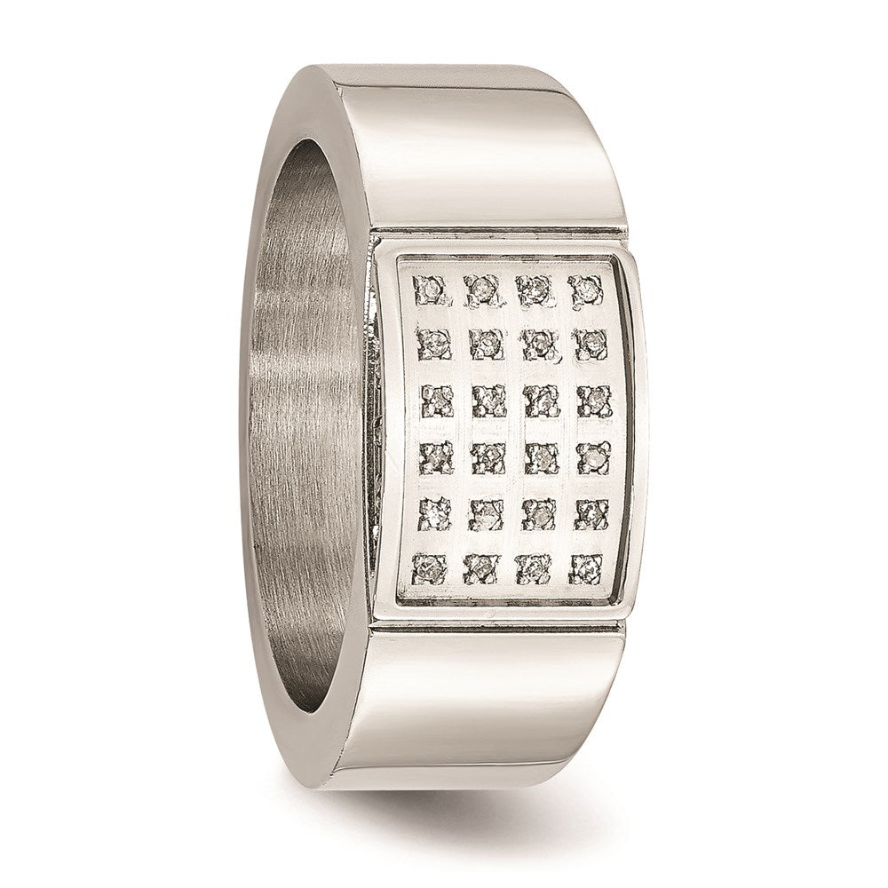 Unisex Fashion Jewelry, Chisel Brand Stainless Steel Polished Diamond Ring