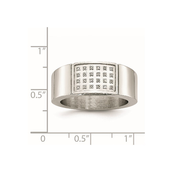 Unisex Fashion Jewelry, Chisel Brand Stainless Steel Polished Diamond Ring