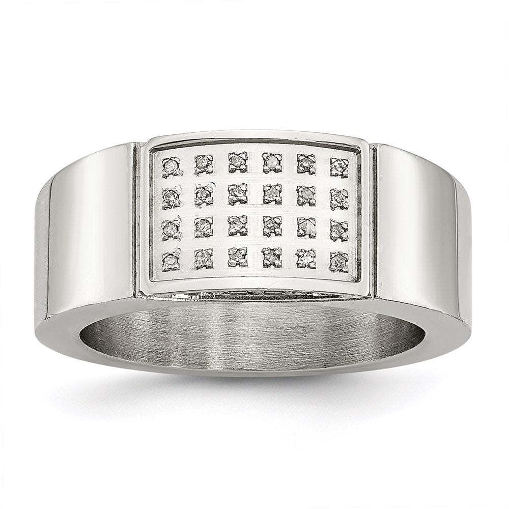 Unisex Fashion Jewelry, Chisel Brand Stainless Steel Polished Diamond Ring