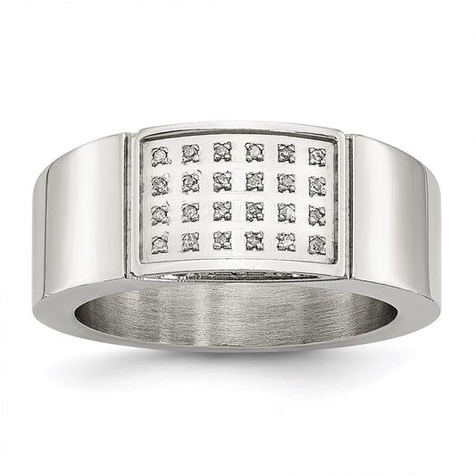 Unisex Fashion Jewelry, Chisel Brand Stainless Steel Polished Diamond Ring