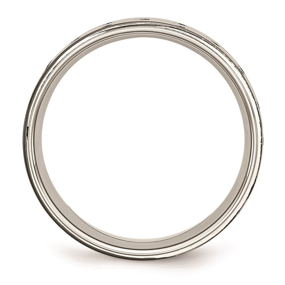Unisex Fashion Jewelry, Chisel Brand Stainless Steel Polished Black IP-plated 8mm Grooved Ring