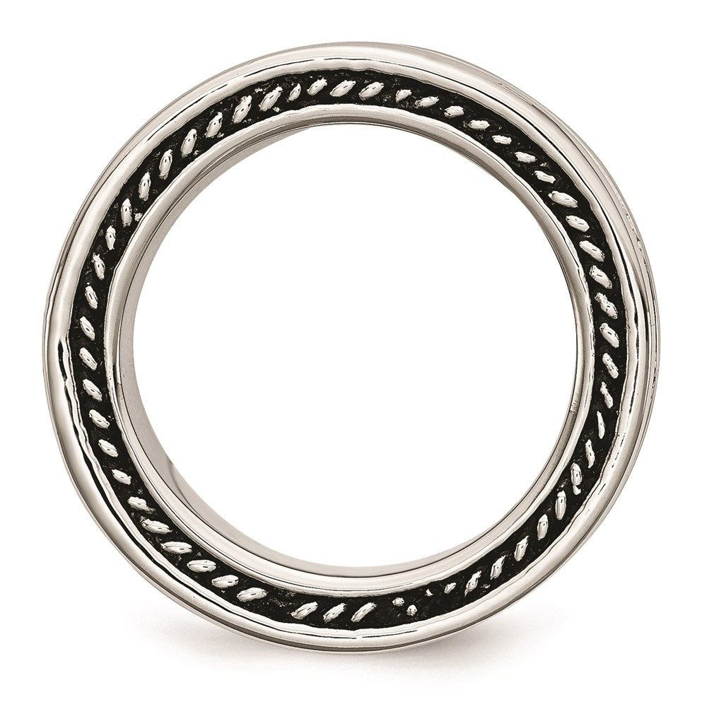 Men's Fashion Jewelry, Chisel Brand Stainless Steel Polished and Antiqued 9mm Ring Band
