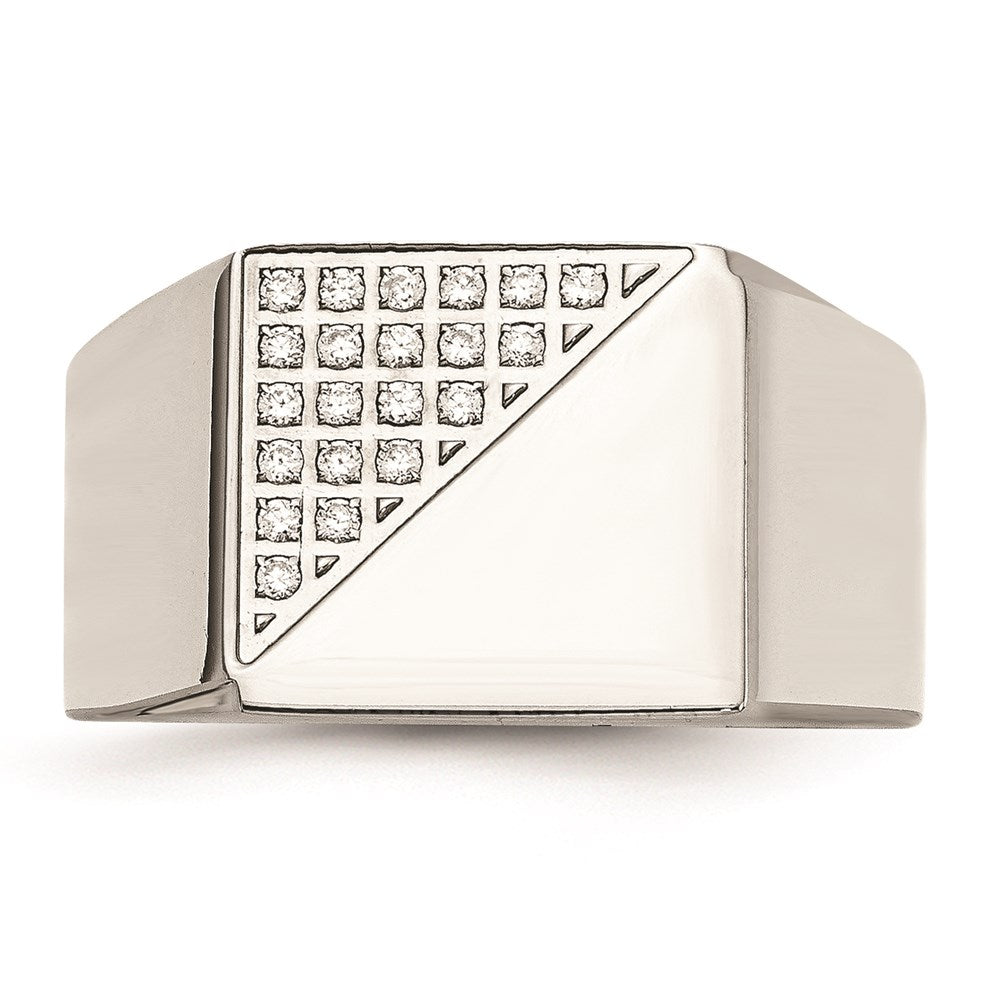 Men's Fashion Jewelry, Chisel Brand Stainless Steel Polished with Crystals Ring