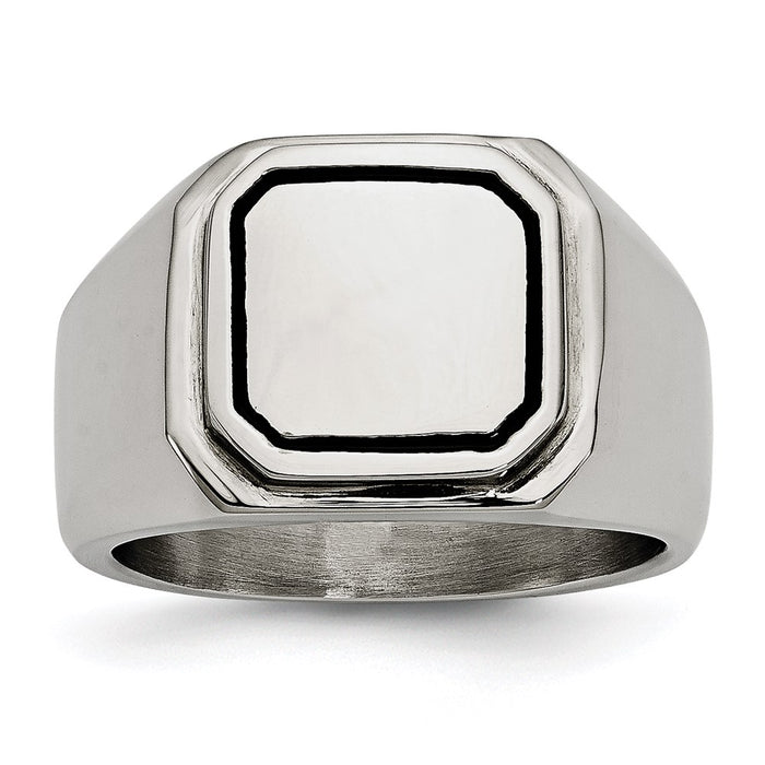 Men's Fashion Jewelry, Chisel Brand Stainless Steel Polished Black Enameled Ring