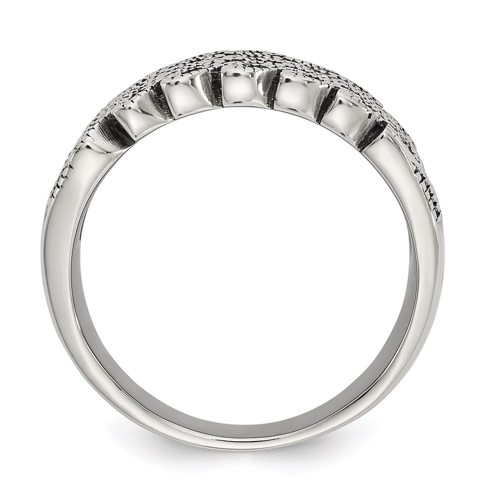 Women's Fashion Jewelry, Chisel Brand Stainless Steel Polished and Antiqued Marcasite Ring