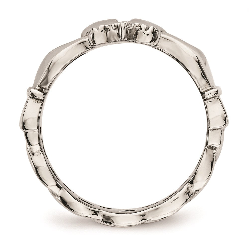 Unisex Fashion Jewelry, Chisel Brand Stainless Steel Polished Claddagh with Cross Ring