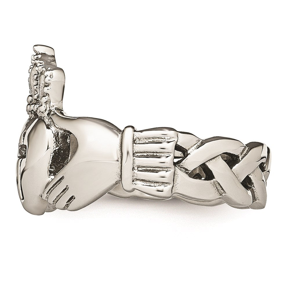 Unisex Fashion Jewelry, Chisel Brand Stainless Steel Polished Claddagh with Cross Ring