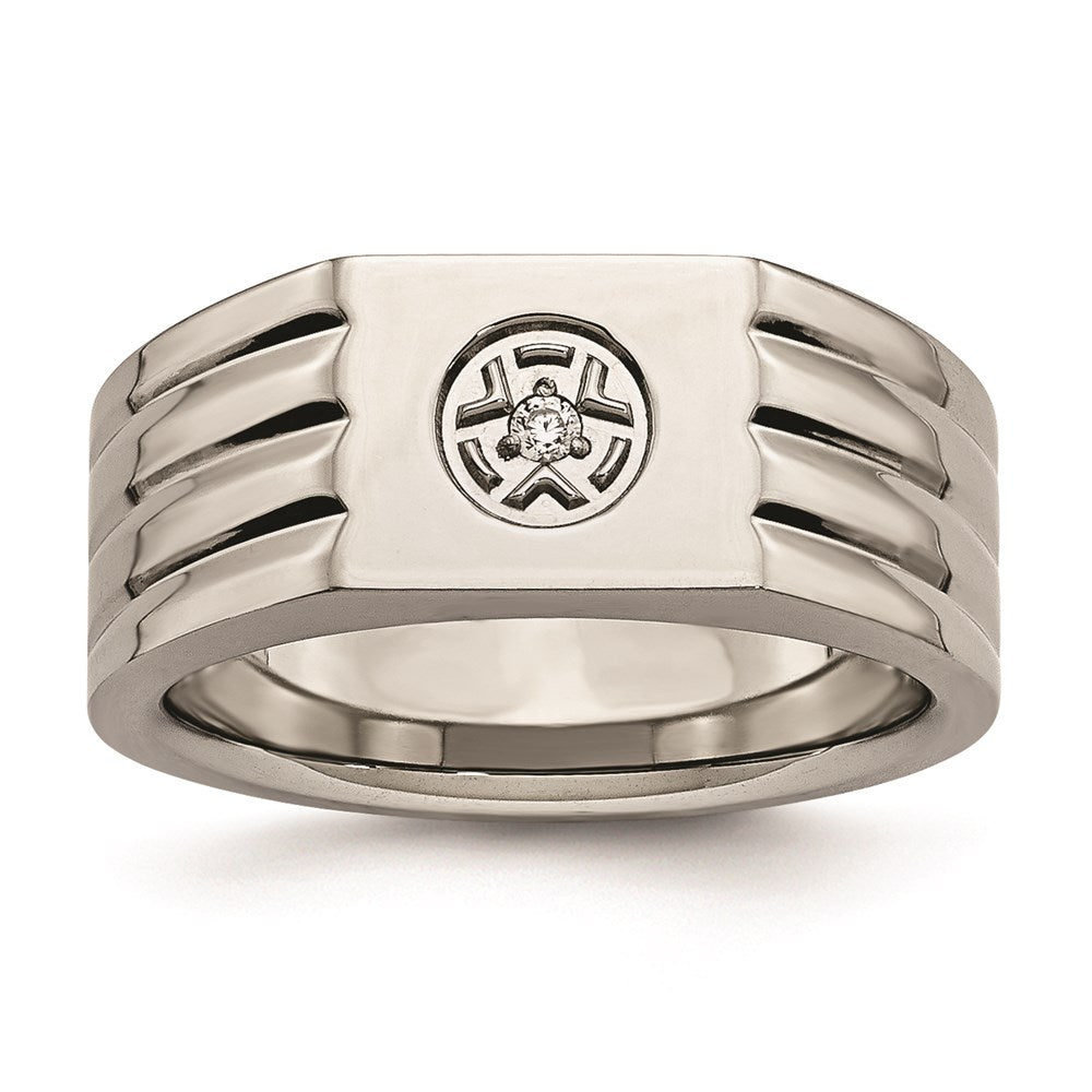 Men's Fashion Jewelry, Chisel Brand Stainless Steel Polished with CZ Ring