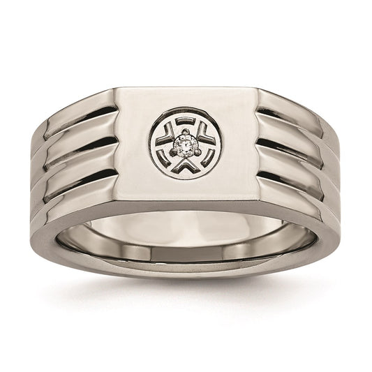 Men's Fashion Jewelry, Chisel Brand Stainless Steel Polished with CZ Ring