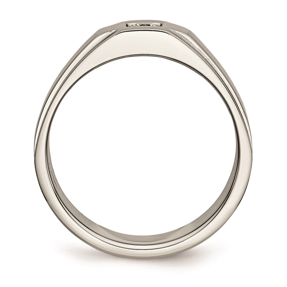 Men's Fashion Jewelry, Chisel Brand Stainless Steel Brushed and Polished with CZ Ring