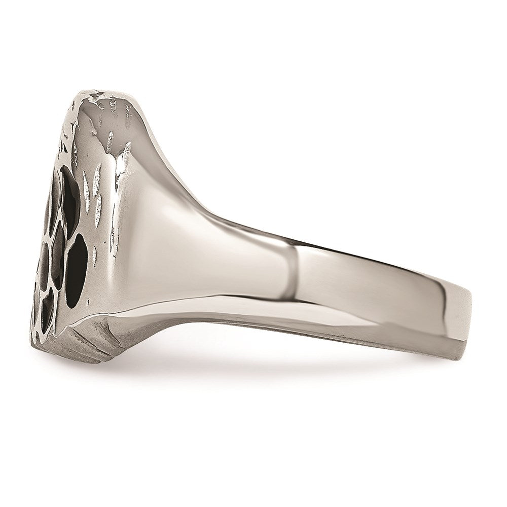 Men's Fashion Jewelry, Chisel Brand Stainless Steel Polished Black Enameled Eagle Ring