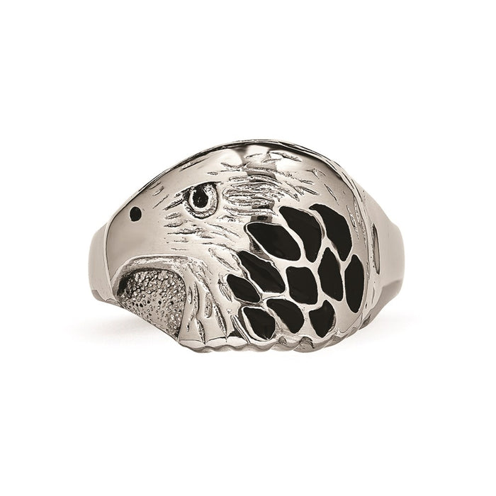 Men's Fashion Jewelry, Chisel Brand Stainless Steel Polished Black Enameled Eagle Ring