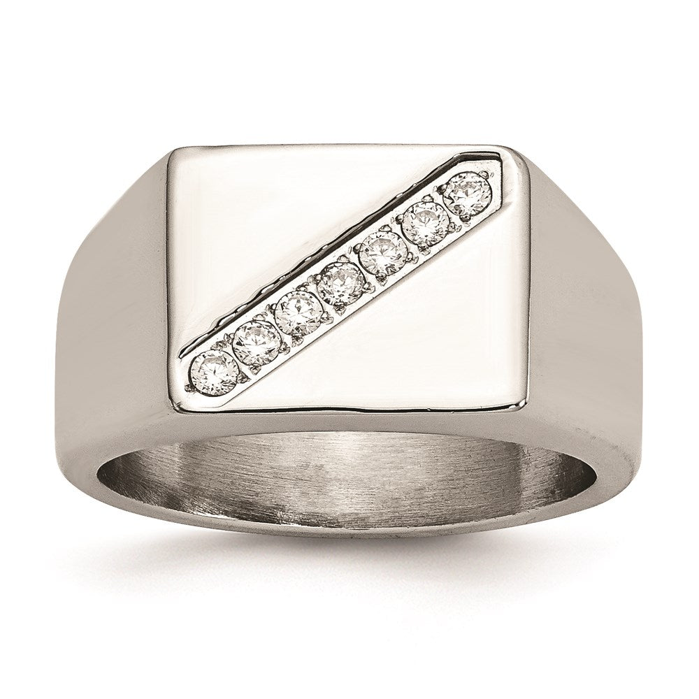 Men's Fashion Jewelry, Chisel Brand Stainless Steel Polished Men's CZ Ring