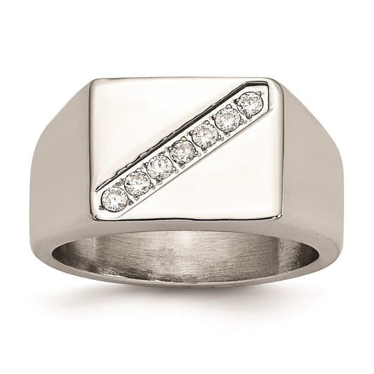 Men's Fashion Jewelry, Chisel Brand Stainless Steel Polished Men's CZ Ring