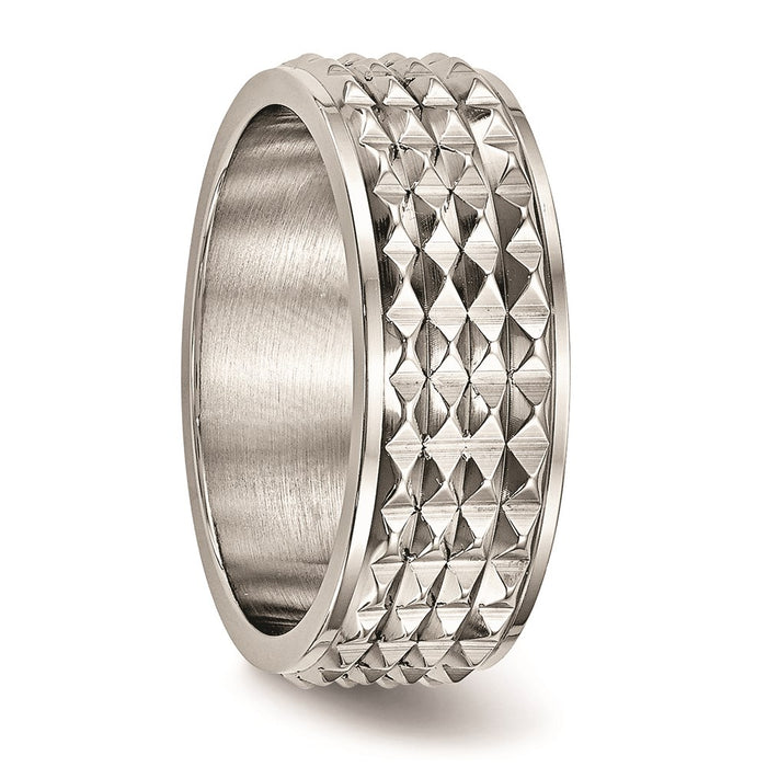 Men's Fashion Jewelry, Chisel Brand Stainless Steel Polished Studded Ring