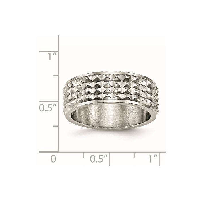 Men's Fashion Jewelry, Chisel Brand Stainless Steel Polished Studded Ring