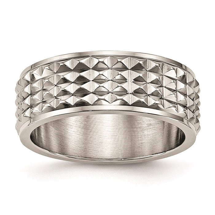 Men's Fashion Jewelry, Chisel Brand Stainless Steel Polished Studded Ring