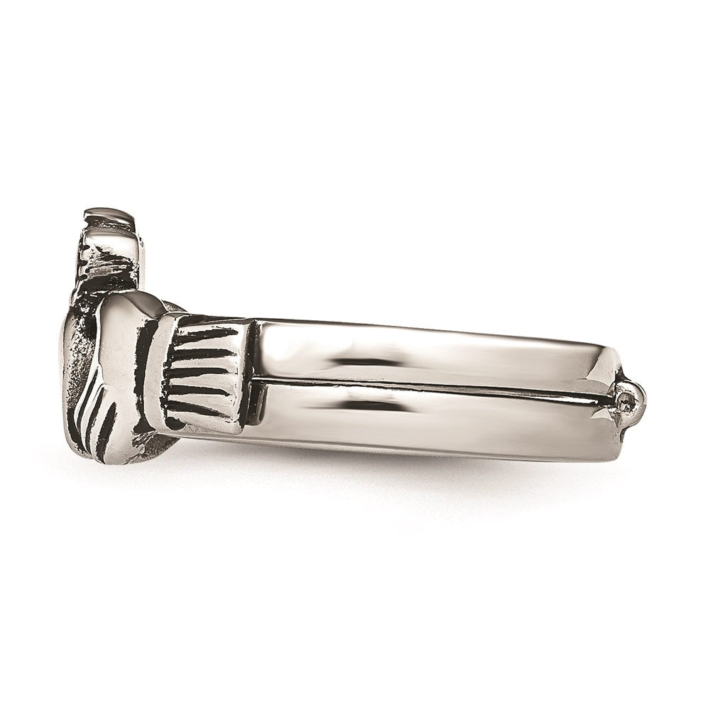 Unisex Fashion Jewelry, Chisel Brand Stainless Steel Love, Loyalty, Friendship Claddagh Double Hinged Ring