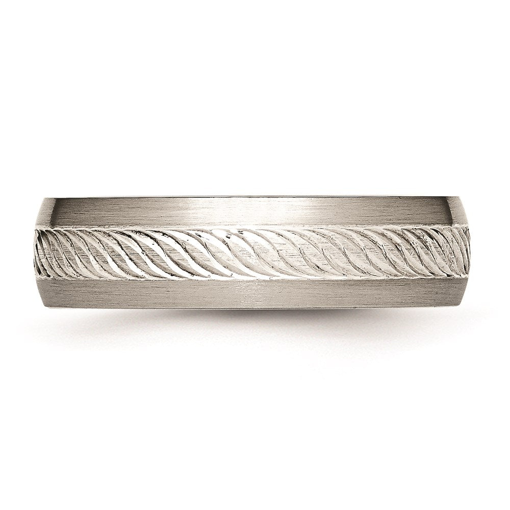 Men's Fashion Jewelry, Chisel Brand Stainless Steel Brushed w/Silver D/C Inlay Ring