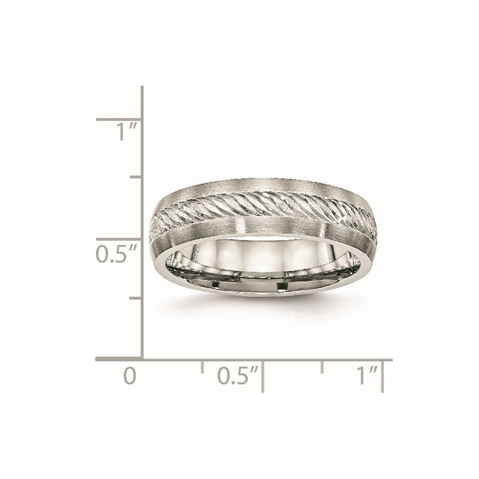 Men's Fashion Jewelry, Chisel Brand Stainless Steel Brushed w/Silver D/C Inlay Ring