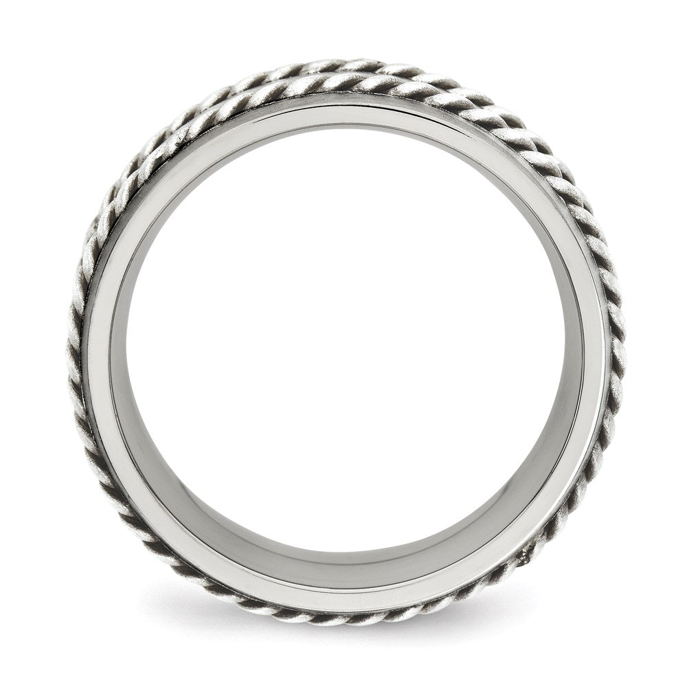 Men's Fashion Jewelry, Chisel Brand Stainless Steel Brushed w/Silver Double Twist Inlay Ring