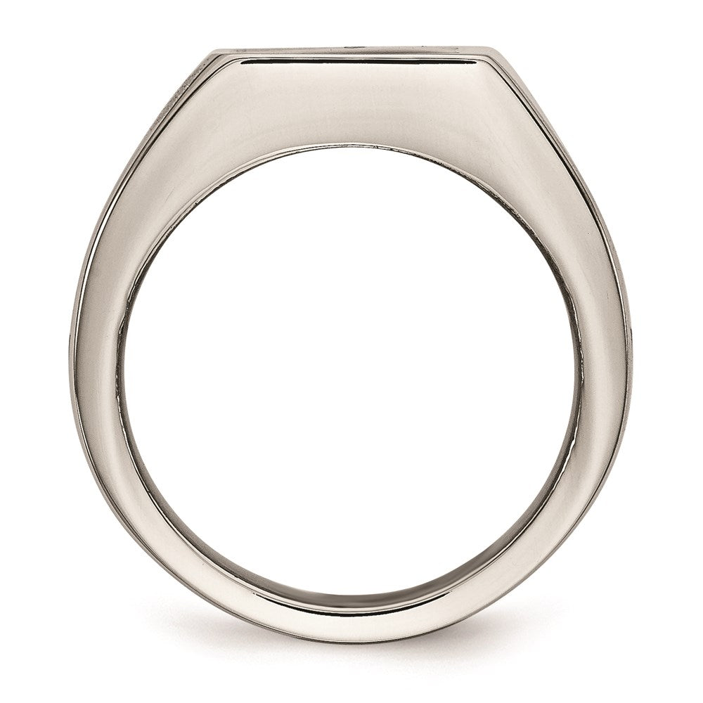 Men's Fashion Jewelry, Chisel Brand Stainless Steel Polished Signet Carbon Fiber Inlay Ring