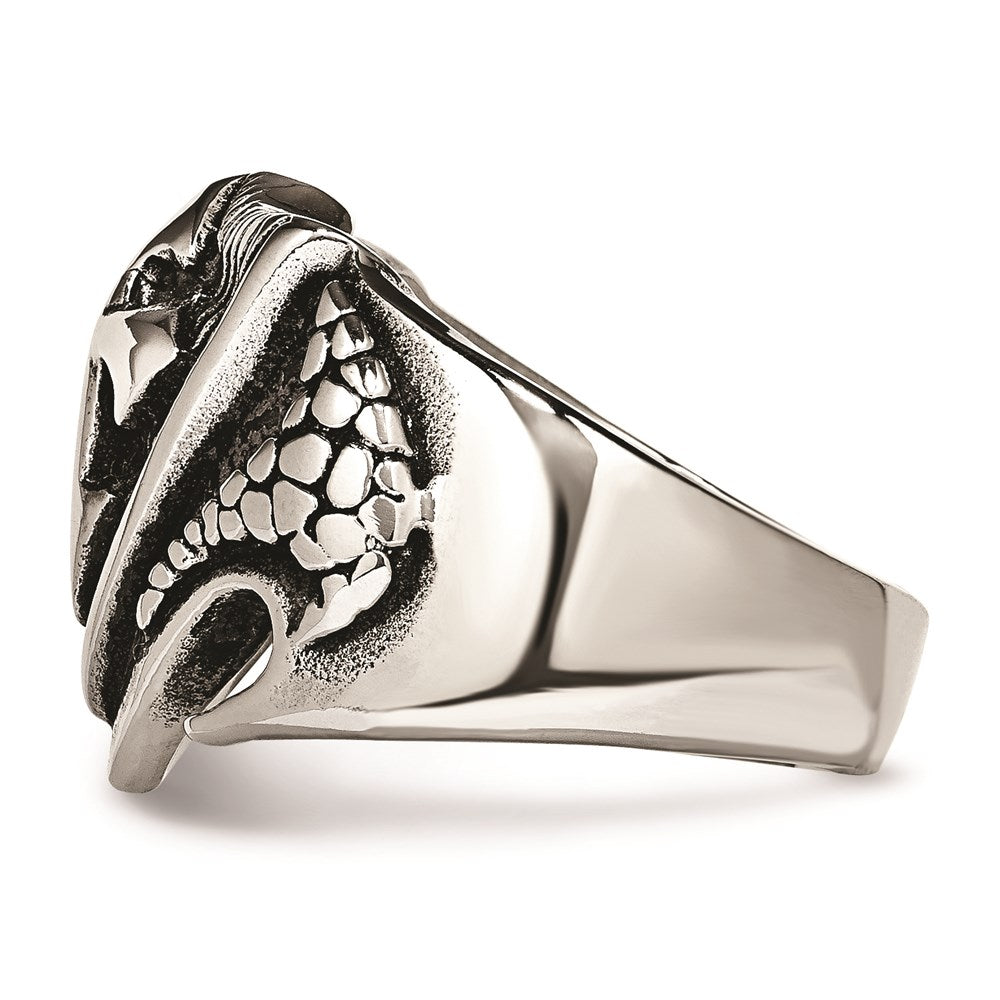 Men's Fashion Jewelry, Chisel Brand Stainless Steel Antiqued Shield Ring