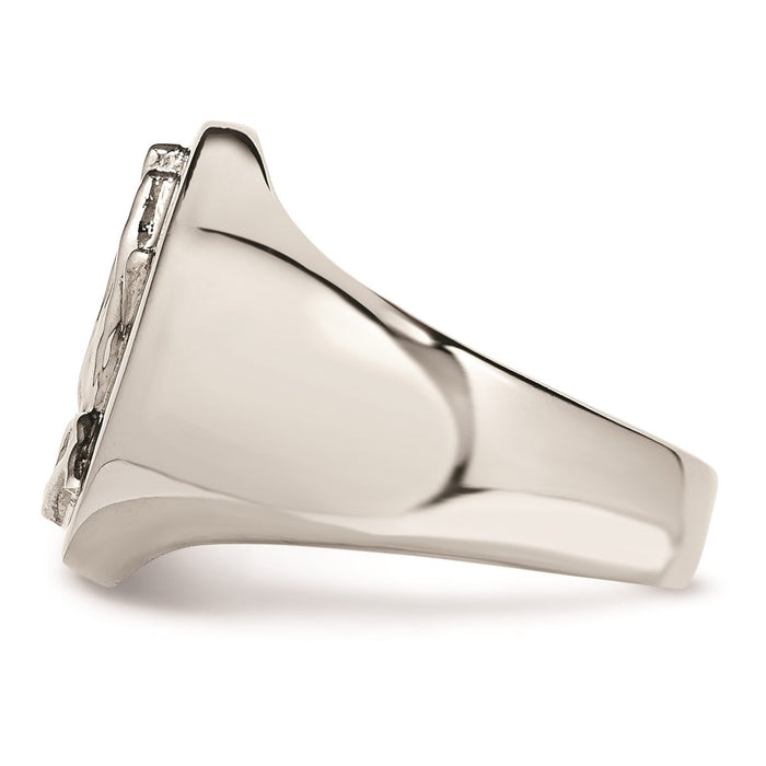 Men's Fashion Jewelry, Chisel Brand Stainless Steel Polished w/ Sterling Silver Praying Hands Ring