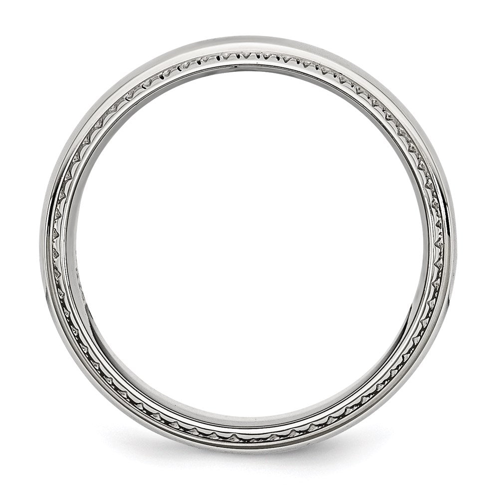 Unisex Fashion Jewelry, Chisel Brand Stainless Steel Polished Textured Edged 8mm Ring