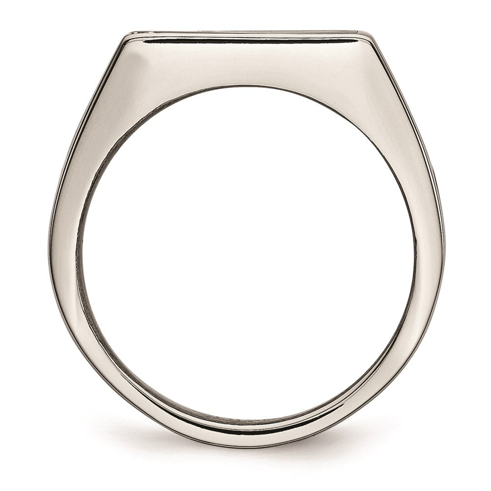 Men's Fashion Jewelry, Chisel Brand Stainless Steel Polished Black Enameled CZ Signet Ring