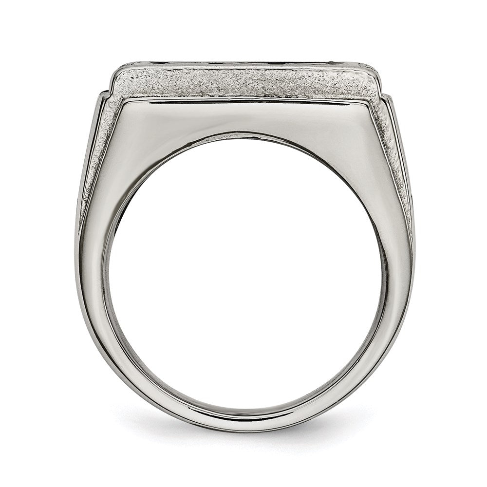 Men's Fashion Jewelry, Chisel Brand Stainless Steel Polished Black Enameled CZ Dad Ring