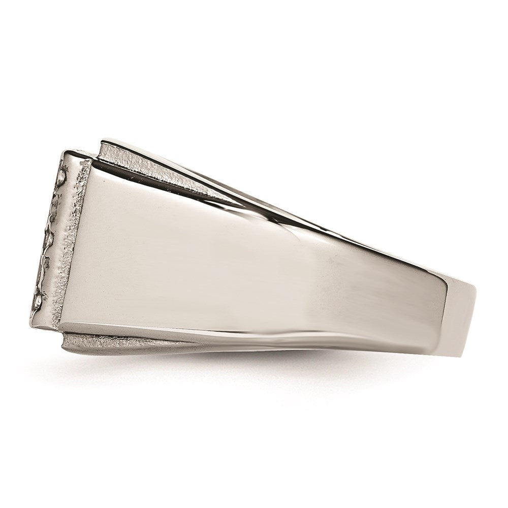 Men's Fashion Jewelry, Chisel Brand Stainless Steel Polished Black Enameled CZ Dad Ring