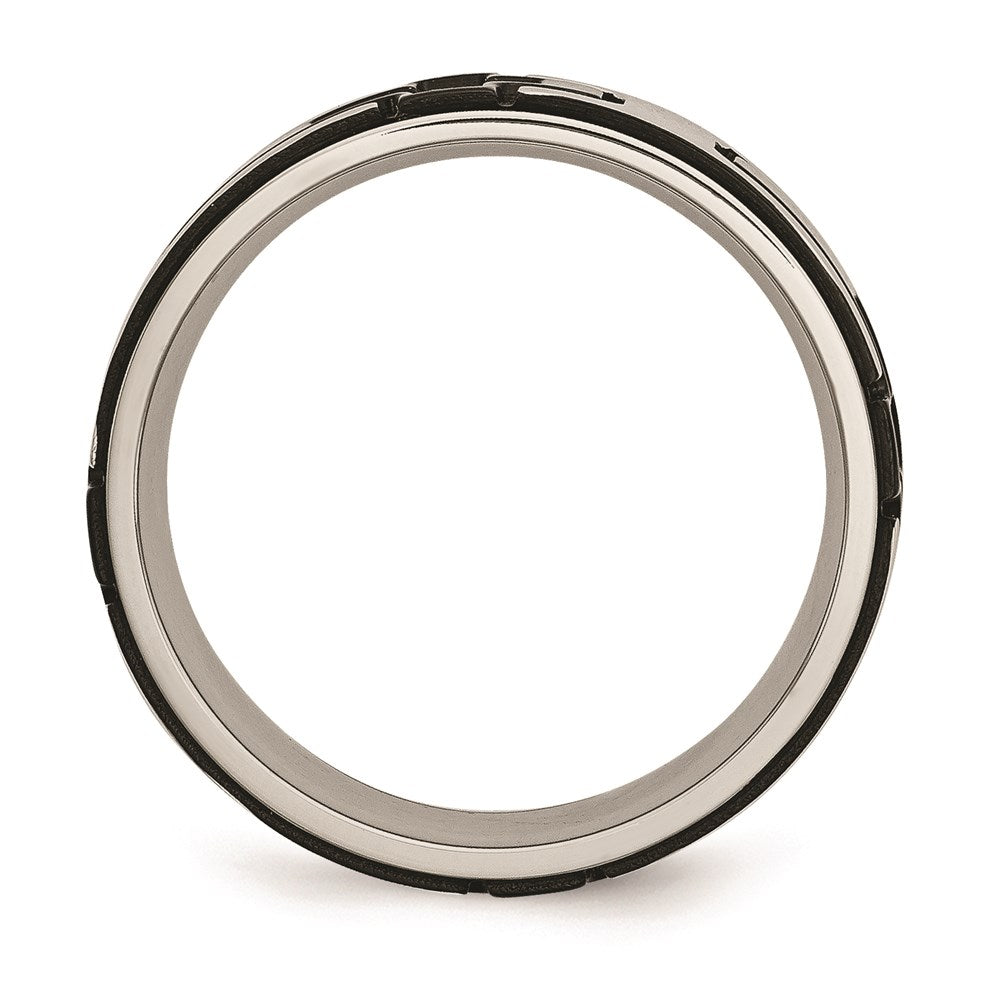 Unisex Fashion Jewelry, Chisel Brand Stainless Steel Polished Black IP-plated with CZ Cross Ring Band