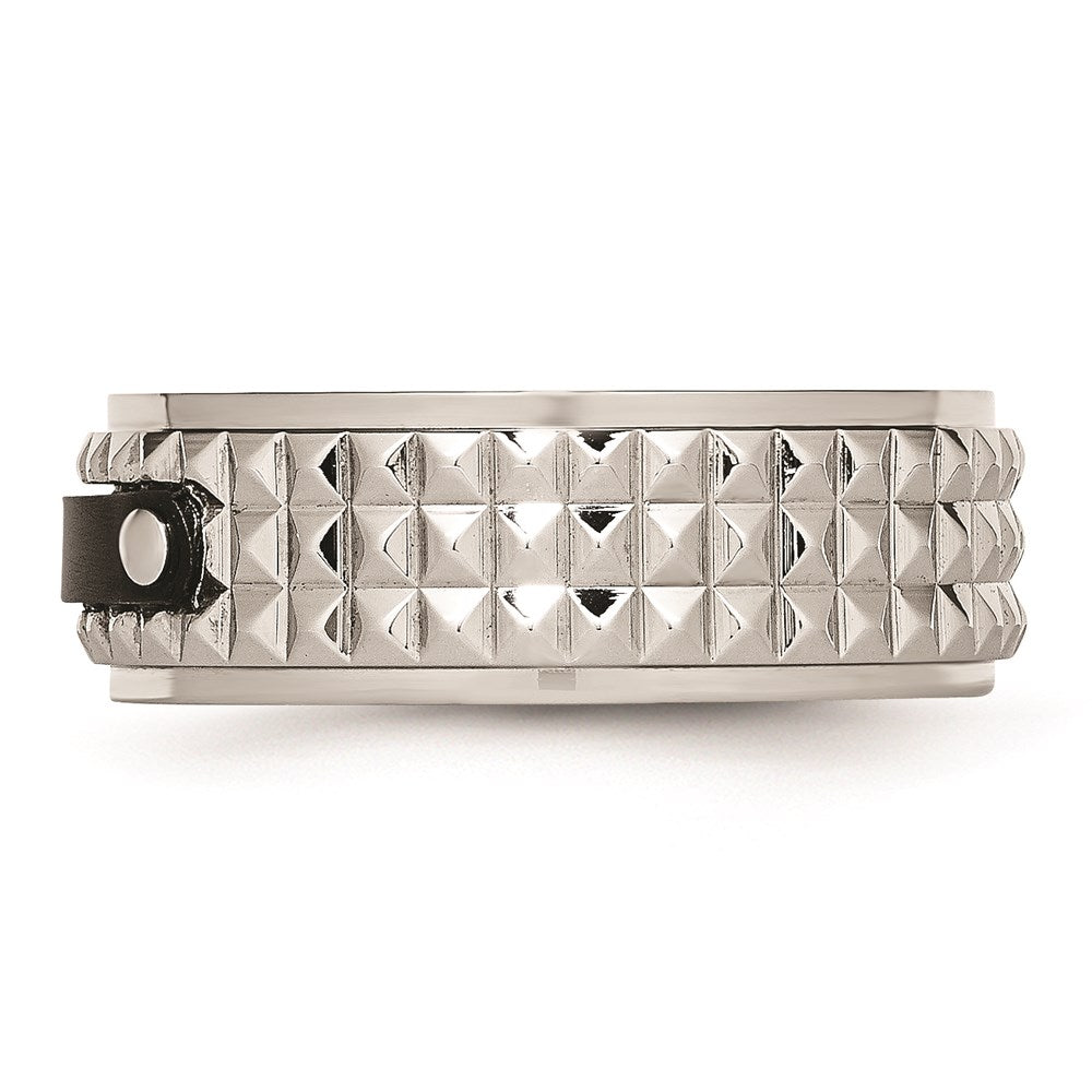 Unisex Fashion Jewelry, Chisel Brand Stainless Steel Brushed and Polished Black IP-plated Faceted Ring