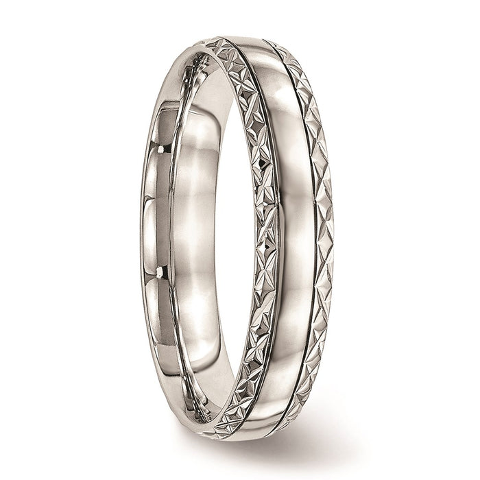 Unisex Fashion Jewelry, Chisel Brand Stainless Steel Polished Grooved Criss Cross Design Ring