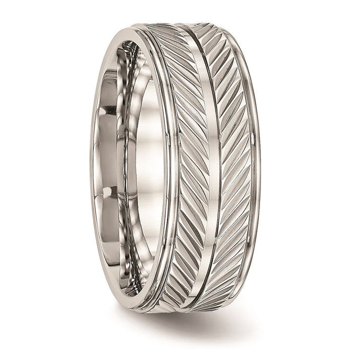 Unisex Fashion Jewelry, Chisel Brand Stainless Steel Polished Grooved Ring