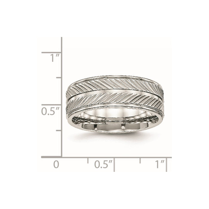 Unisex Fashion Jewelry, Chisel Brand Stainless Steel Polished Grooved Ring