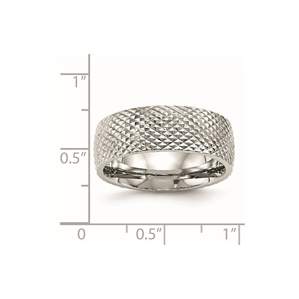 Unisex Fashion Jewelry, Chisel Brand Stainless Steel Polished Textured Ring